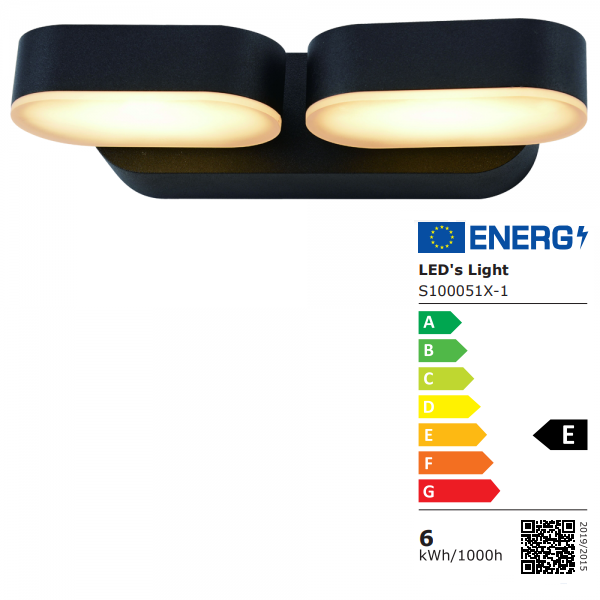 SHADA LED Außen-Wandleuchte Barcelona 6W 570lm 2700K, Farbe schwarz, EEC: E (1000511)