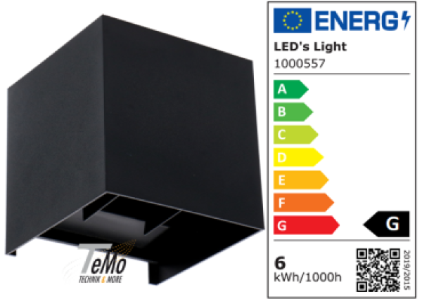 SHADA LED outdoor - Wandleuchte Amarillo - 5,5W 420lm 1800-2700K IP65 - Schwarz, EEC: G (1000557)