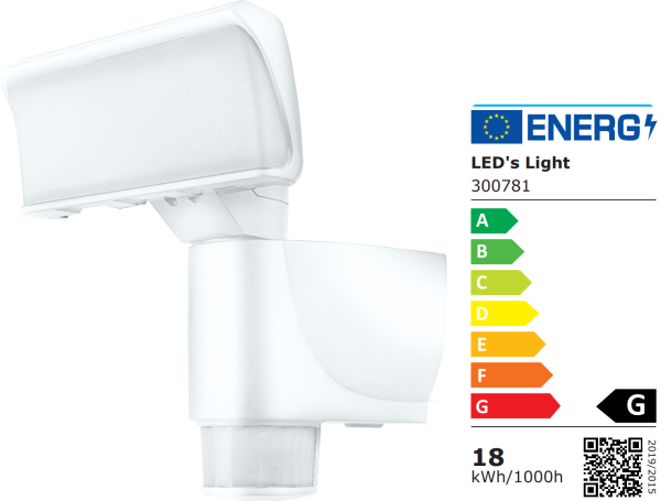 SHADA LED-Außenstrahler Hué 18W 1100lm 4000K, mit Bewegungsmelder und automatischer Verfolgung, Farbe weiss, EEC: G (0300781) ***RESTPOSTEN***