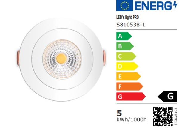SHADA LED Downlight 4,5W, 350lm, 2000-2700k, Farbe weiss, dimmbar, EEC: G (0810538)