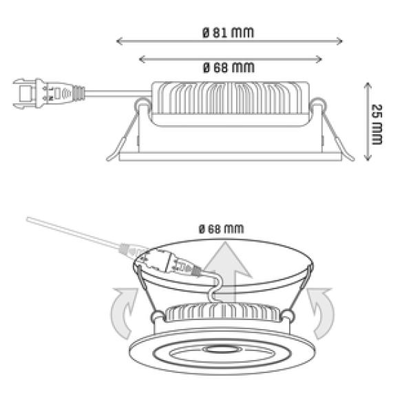 SHADA LED Downlight 4,5W, 350lm, 2000-2700k, Farbe weiss, dimmbar, EEC: G (0810538)