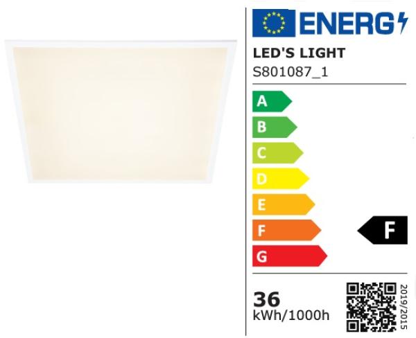 SHADA LED-Panel 40W 4000lm 4000K naturalweiss, 620x620mm, UGR22, EEC: F (0801087)
