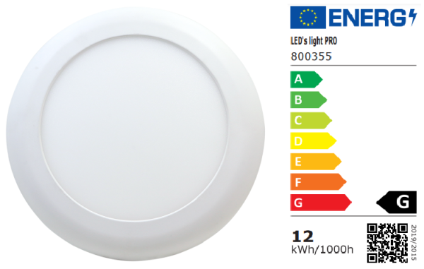 SHADA LED-Deckenleuchte, LED-Panel rund, 12W 900lm 4000K, Ø180mm, dimmbar, EEC: G (0800355)