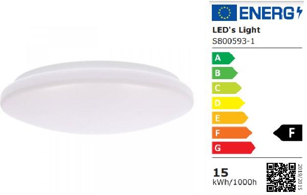 SHADA LED Deckenleuchte 15W 1600lm 4000K neutralweiss, Ø 300mm, IP44, EEC: F (0800593)