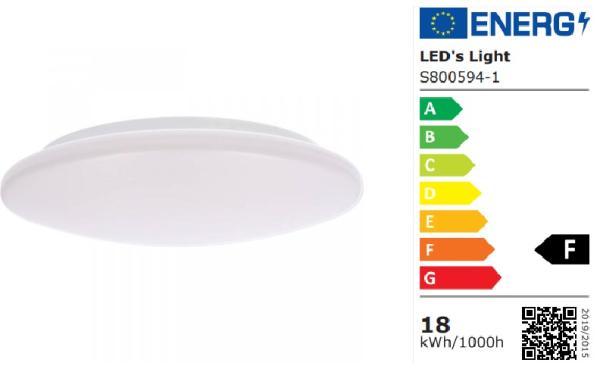 SHADA LED Deckenleuchte 18W 1600lm 3000K warmweiss, Ø 370mm, IP44, EEC: F (0800594)