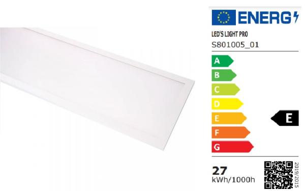 SHADA LED-Panel 30W 3750lm 4000K neutralweiss, 1195x295mm, (UGR19), incl. Driver, EEC: E (0801005_01)
