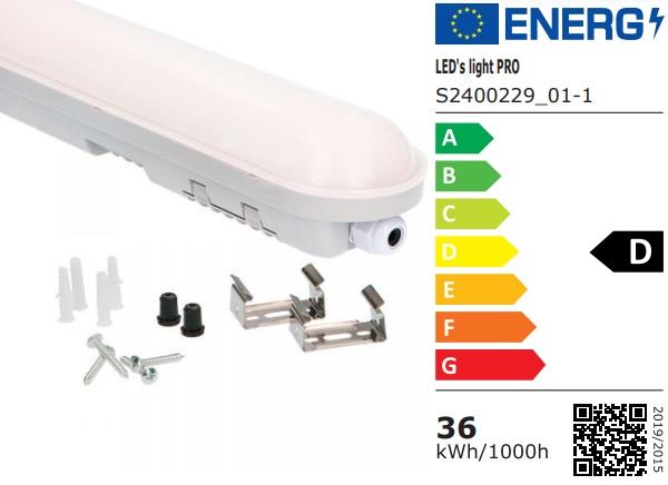 SHADA LED-Feuchtraum-Wannenleuchte IP65, 36W 4800lm 4000K, 120cm, EEC: D (2400229_01)