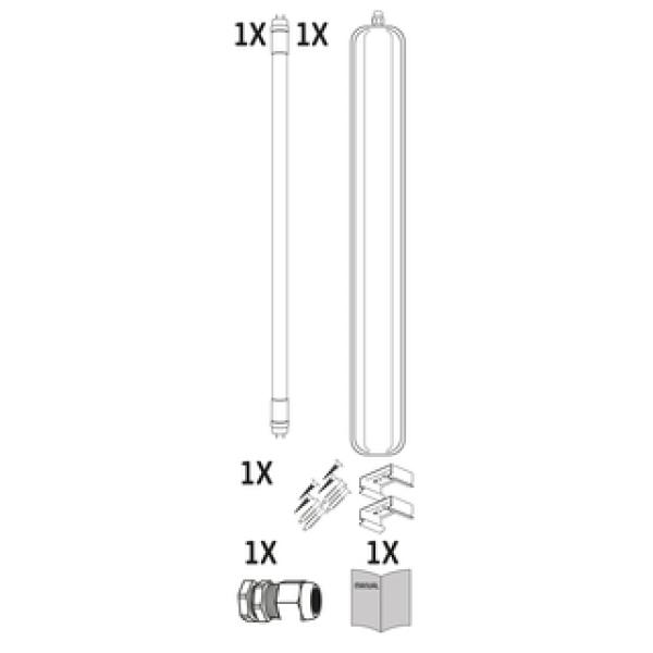 SHADA LED-Feuchtraum-Wannenleuchte IP65, 1x20,5W 3100lm 4000K, 150cm, EEC: D (2411204)