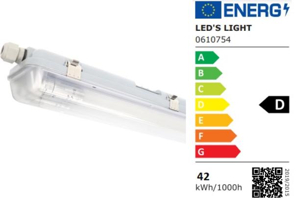 SHADA LED-Feuchtraum-Wannenleuchte IP65, 2x20,5W 6200lm 4000K, 150cm, EEC: D (2411205)