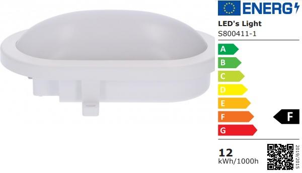 SHADA LED-Armatur Wandleuchte oval 12W 840lm 4000K IP54, EEC: F (0800411)