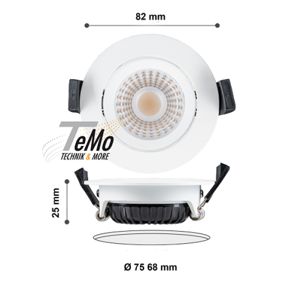 TeMo T&More® LED Downlight, Deckenspot 6W 420lm 1800K-2700K, Farbe weiß, dimmbar (2025553)