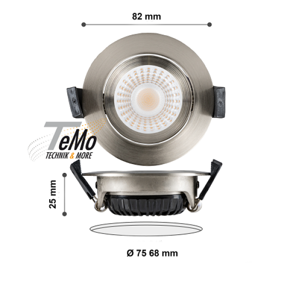 TeMo T&More® LED Downlight, Deckenspot 6W 420lm 1800K-2700K, Farbe nickel, dimmbar (2025555)