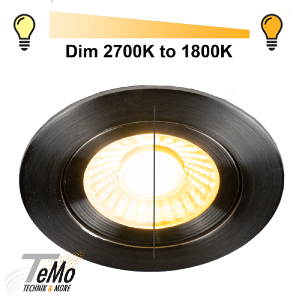 TeMo T&More® LED Downlight, Deckenspot 6W 420lm 1800K-2700K, Farbe nickel, dimmbar (2025555)