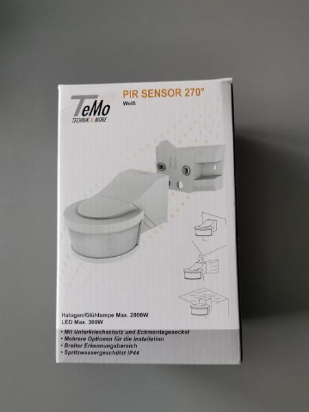 TeMo T&More® Bewegungsmelder Sensor - PIR 270° IP44 - Weiß (0190100TEM)