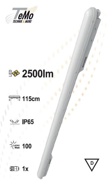 TeMo T&More® LED Feuchtraum-Wannenleuchte 18W 2500lm 4000K, 115cm, IP65, EEC: D (2400332TEM)