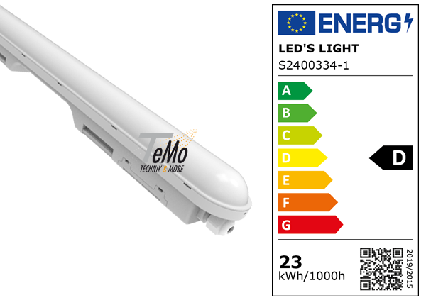 TeMo T&More® LED Feuchtraum-Wannenleuchte 24W 3400lm 4000K, 145cm, IP65, EEC: D (2400334TEM)