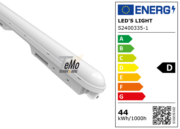 TeMo T&More® LED Feuchtraum-Wannenleuchte 48W 6450lm 4000K, 145cm, IP65, EEC: D (2400335TEM)