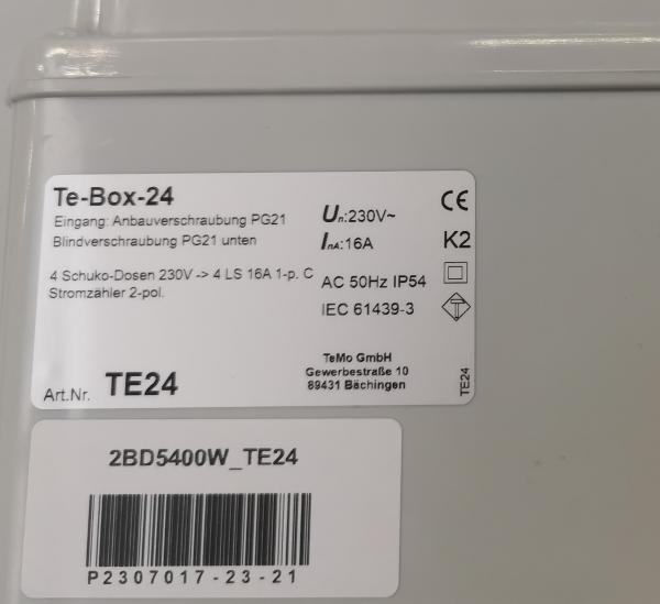 TeMo T&More® Baustromverteiler Wandverteiler Stromverteiler mit 4x Schuko, LS C16 ABB Bestückung und 1 Phasen-Stromzähler (TE24)