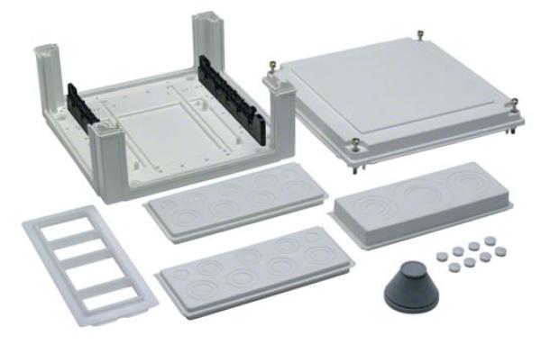 Kabelanschlusskasten U84S4 , univers, 324x307x149mm, IP54, SKII, SaS-Träger-40mm, seitlich