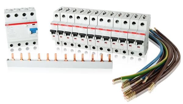 1x Bestückungspaket VA-Set 12xLS B16A1pol, 1xFi40/0,03A 1x Phasenschiene incl. Verdrahtung (7110032)