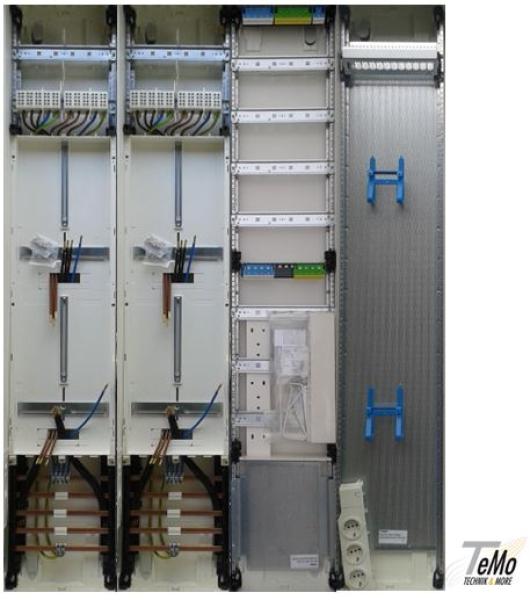 Hager Zählerschrank 4x 3.HZ Zählerfeld + 1x Verteilerfeld 7-reihig mit APZ-Raum + 1x Multimediafeld, ZB54S