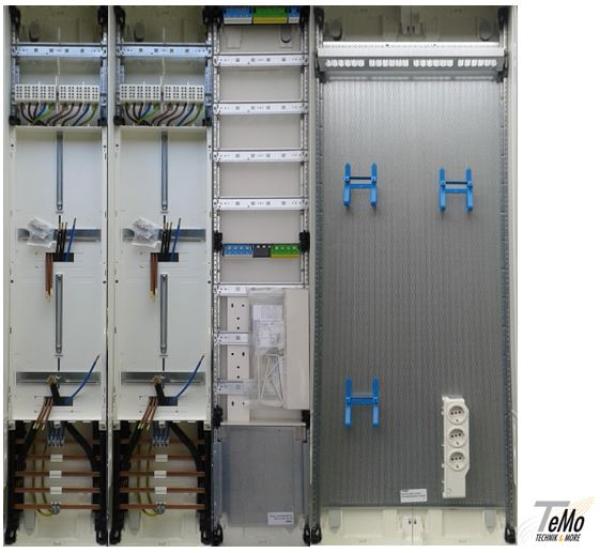 Hager Zählerschrank 4x 3.HZ Zählerfeld + 1x Verteilerfeld 7-reihig mit APZ-Raum + 2x Multimediafeld, ZB55S