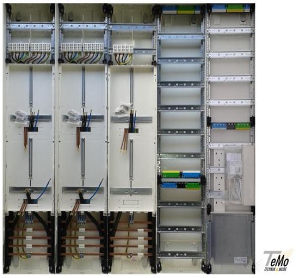 Hager Zählerschrank 5x 3.HZ Zählerfeld + 1x TSG-Feld + 1x Verteilerfeld + 1x Verteilerfeld 7-reihig mit APZ-Raum, ZB55S
