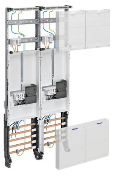 Hager ZK33W3N Komplettfeld, universZ, 2x 3.HZ Zählerplätze, 2-feld, mit Zählersteckklemme