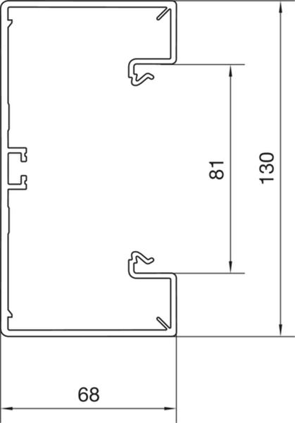 Hager BR6513019016 Brüstungskanal-Unterteil C-Profil Geräteeinbau BR 65x130mm 2 Meter Stange aus PVC in verkehrsweiß