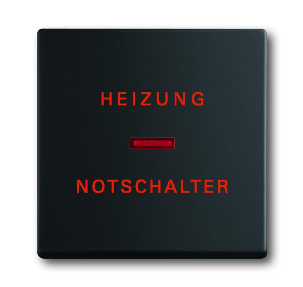 Busch Jäger Wippe "Heizung Notschalter" 1789 H-885 schwarz matt