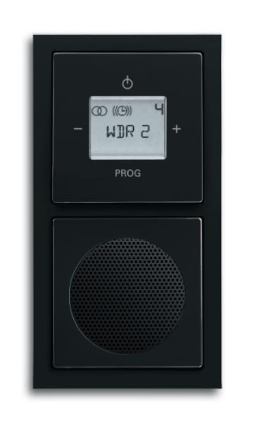 Busch Jäger Radio DAB+ Komplett-Set schwarz matt 2-fach (8215U-101 + 8223U + 8252-885-101 + 8253-885 + 1722-885K)