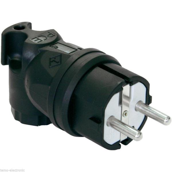 PCE Schuko Schutzkontakt-Gummi-Winkelstecker IP44 ( 250V 16A ) schwarz (05811-s)