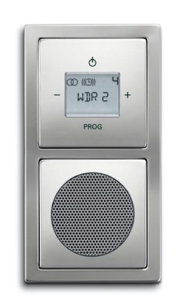 Busch Jaeger Radio DAB+ Komplett-Set pur Edelstahl 2-fach (8215U-101 + 8223U + 8252-866-101 + 8253-866 + 1722-866K)