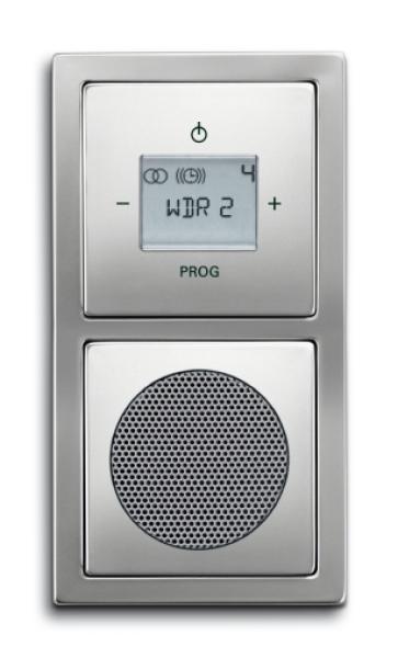 Busch Jäger Radio DAB+ Komplett-Set pur Edelstahl 2-fach (8215U-101 + 8223U + 8252-866-101 + 8253-866 + 1722-866K)