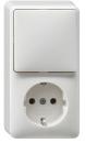 Gira 417613 Kombination Wippschalter Schuko-Steckdose senkrecht Universal-Aus-Wechselschalter AP Reinweiß