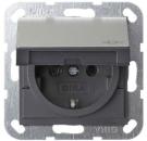 Gira 4414600 System 55 SCHUKO-Steckdose 16 A 250 V~ mit Klappdeckel, integriertem erhöhten Berührungsschutz (Shutter) Edelstahl