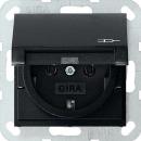 Gira 0454005 System 55 Schuko-Steckdose mit Klappdeckel Schwarz matt
