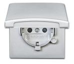 Busch-Jaeger 20 EUGK-33-101 Schuko-Steckdose mit Klappdeckel Allwetter 44 (IP44) alusilber