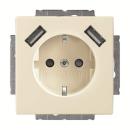 Busch-Jaeger 20 EUCB2USB-82 carat Schuko 2xUSB-Steckdose mit integriertem erhöhten Berührungsschutz elfenbeinweiß ***RESTPOSTEN***