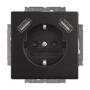 Busch-Jaeger 20 EUCB2USB-885 Schuko/2xUSB Steckdose schwarz matt ***RESTPOSTEN***