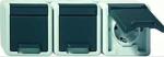 GIRA Aufputz System IP 44 Grau Steckdose 3-fach waagerecht 078930