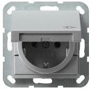 Gira 045426 System 55 Schuko-Steckdose mit Klappdeckel Farbe Aluminium lackiert