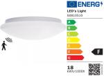 SHADA LED Deckenleuchte mit Sensor 18W 1100lm, 3000K warmweiss, Ø 328mm, IP44, EEC: F (0810510)