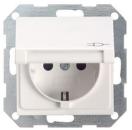 Gira 045427 System 55 Schuko-Steckdose mit Klappdeckel Reinweiß seidenmatt