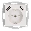 TeMo T&More® Schuko Steckdose weiss mit USB Ports, 2x USB-A, passend zu 55er Schalterserien (Busch Jäger, Gira, Jung, Merten)(2900135TEM)***RESTPOSTEN***